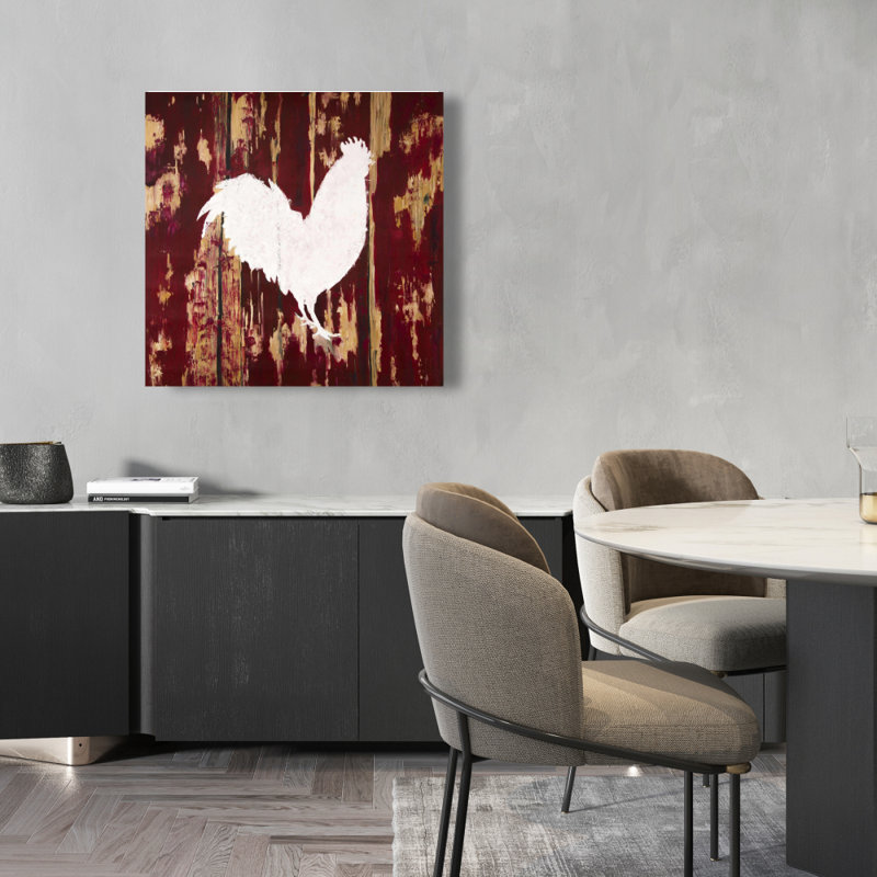 Toile de cuisine blanche rustique blanche - silhouette de coq