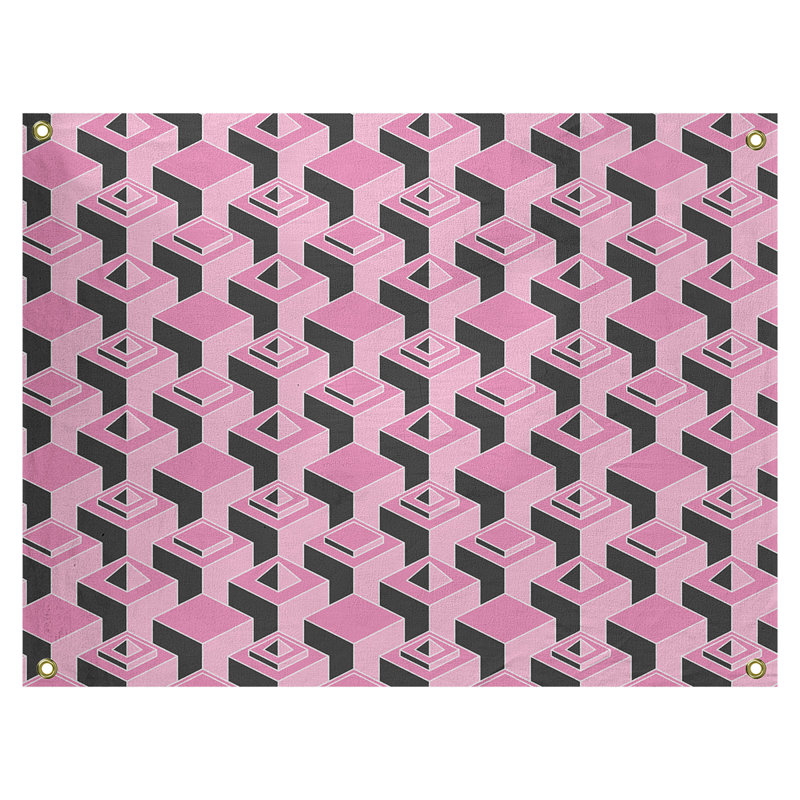 Tapisserie, H 26 po x l 36 po, Rose/noir