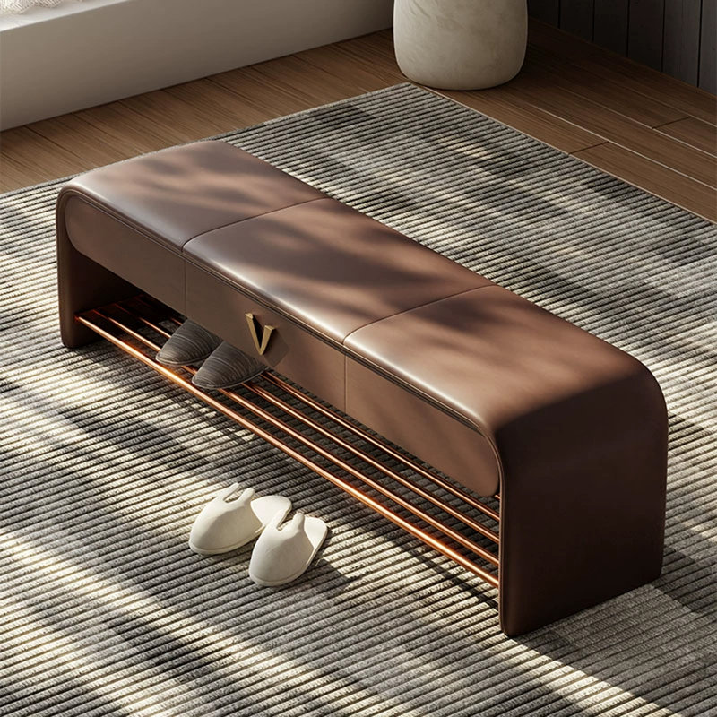 Banc de rangement rembourré pour chaussures, Café