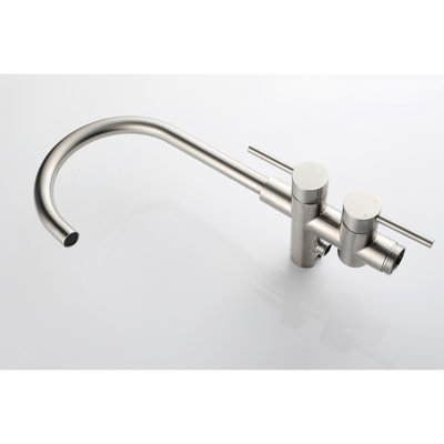 Tub Filler With Handheld Shower And Water Purification Function Brushed Nickel Flow Management Valve