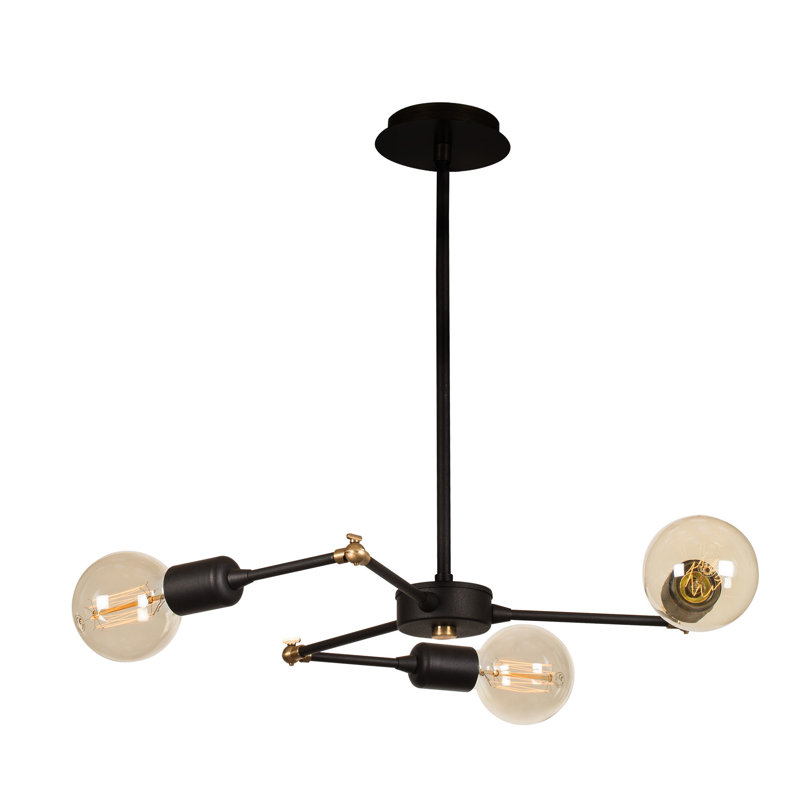 Luminaire suspendu unique à 3 lumières Kiah, Noir