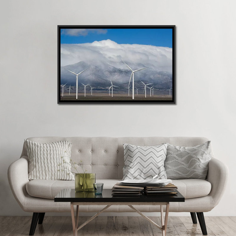 « wind turbines, schell creek range, nevada », impression sur toile, H 18 po x l 26 po x P 1,5 po, Toile avec cadre noir