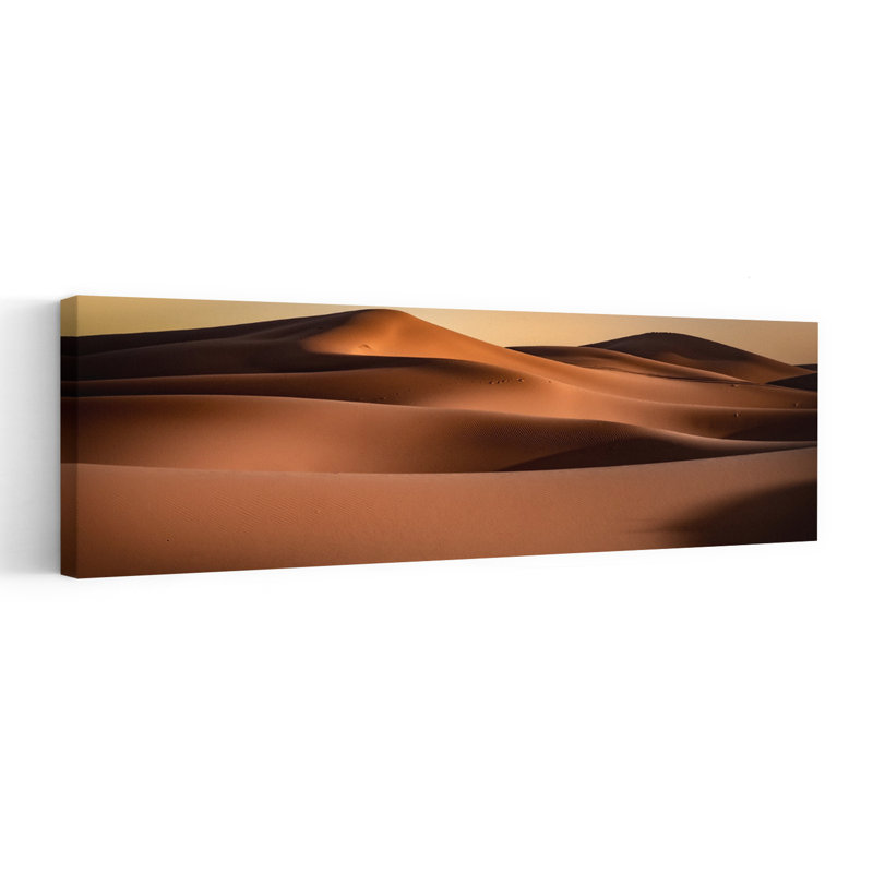 «Golden Desert Dunes», art paisible au lever du soleil, H 12 po x l 36 po