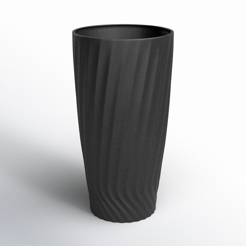 Boynton 24" H Round Pot Planter with Shelf Insert, Midnight Gray, 1