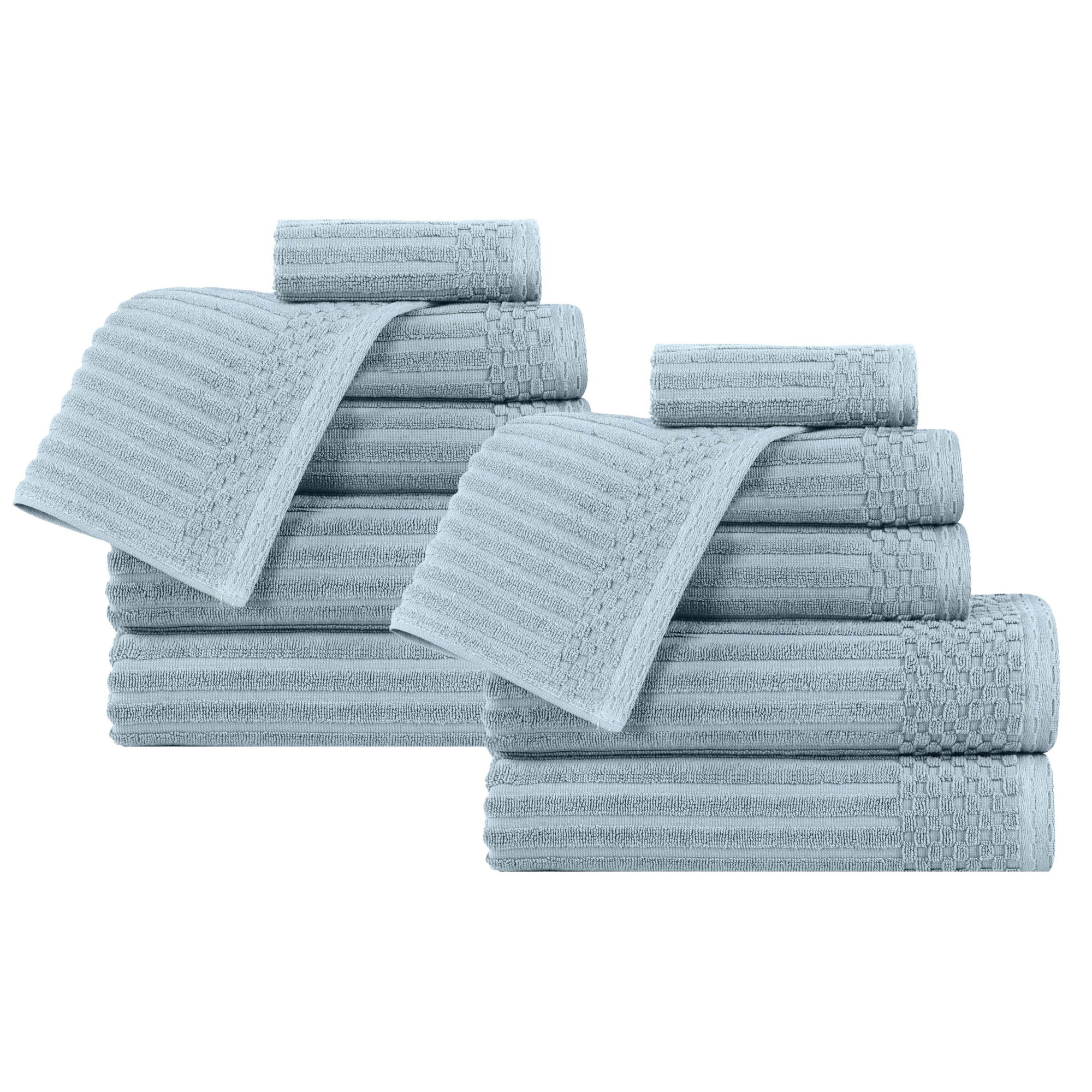 Ruvins 12 Piece 100% Cotton Towel Set, Slate Blue