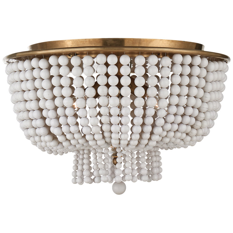 AERIN Jacqueline Flush Mount, White Acrylic, Antique Brass
