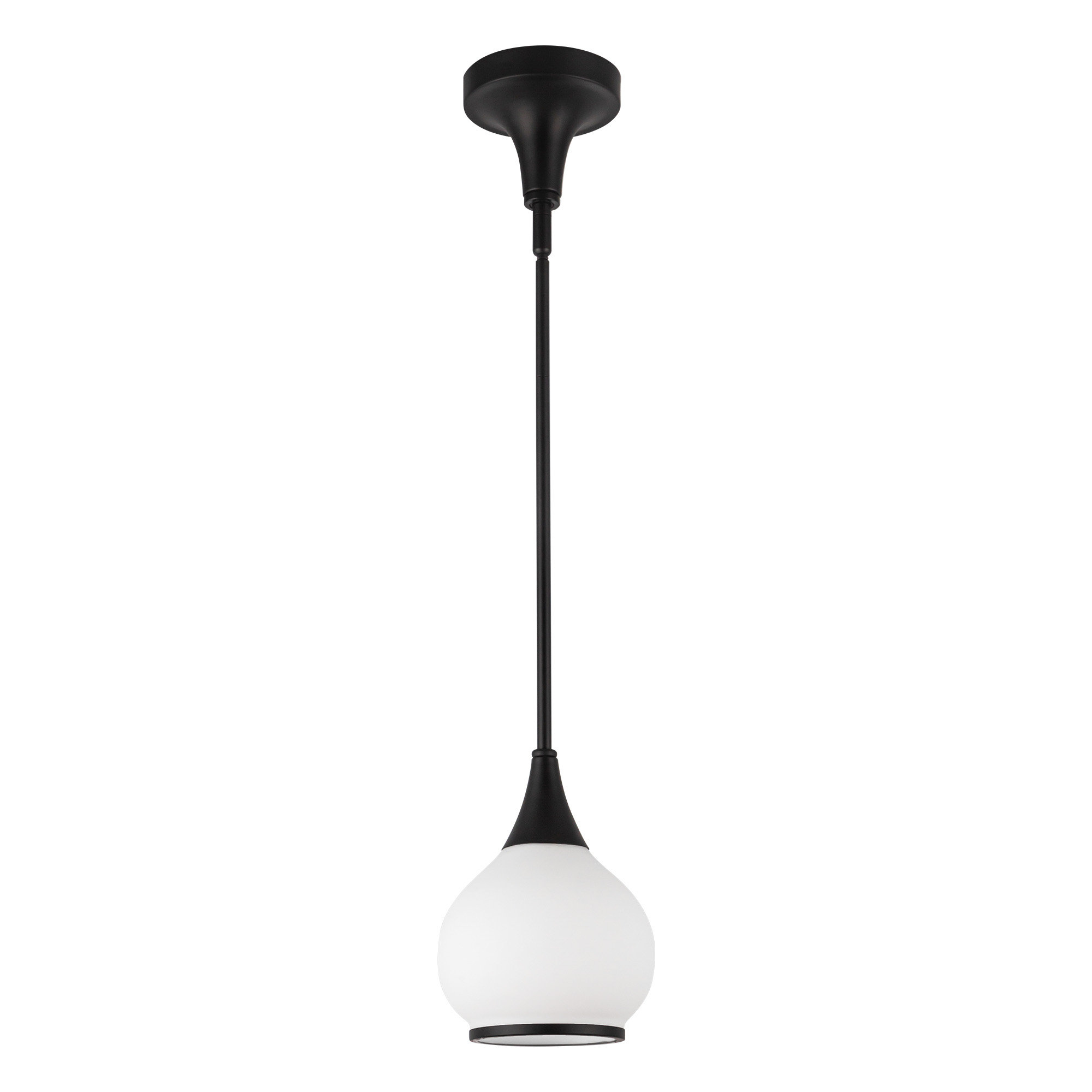 Nieve Single Light Glass Pendant, Opal, Matte Black