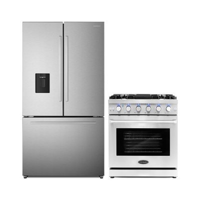 Cosmo 2 Piece Kitchen Appliance Package with French Door Refrigerator , 30'' Gas Freestanding Range -  COS-2PKG-141