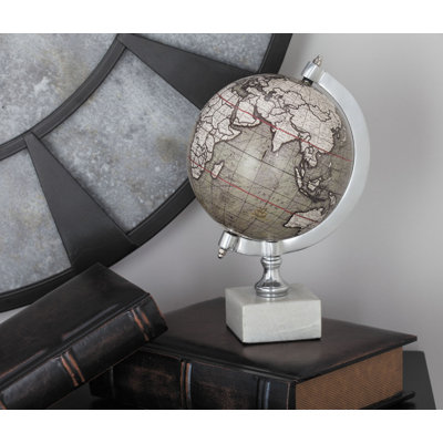 Marble Educational/Geographic Earth White Globe with Marble Base