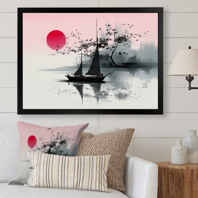 Art asiatique, voilier Sumi I - impression