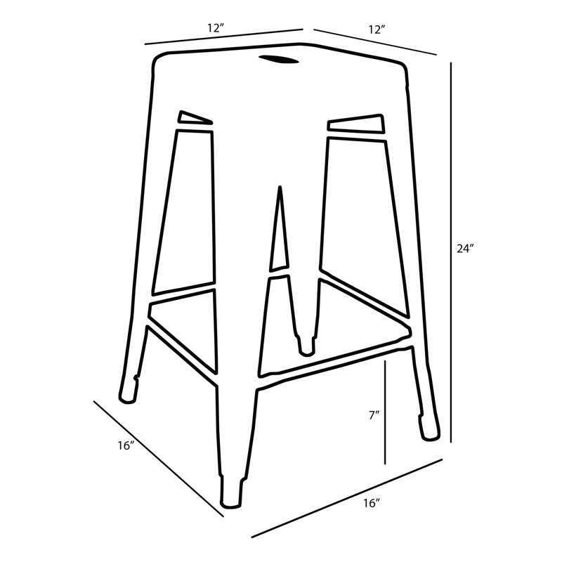 Itzia Counter Stool with Metal Frame, Orange, Counter Stool (24" Seat Height), 3
