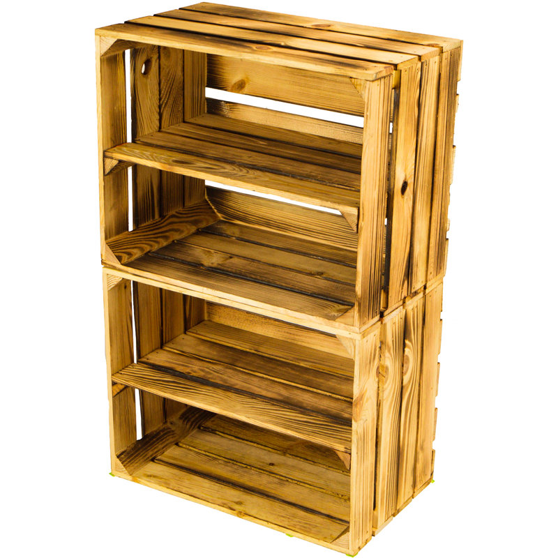 4 Pair Stackable Solid Wood Shoe Rack, Brown