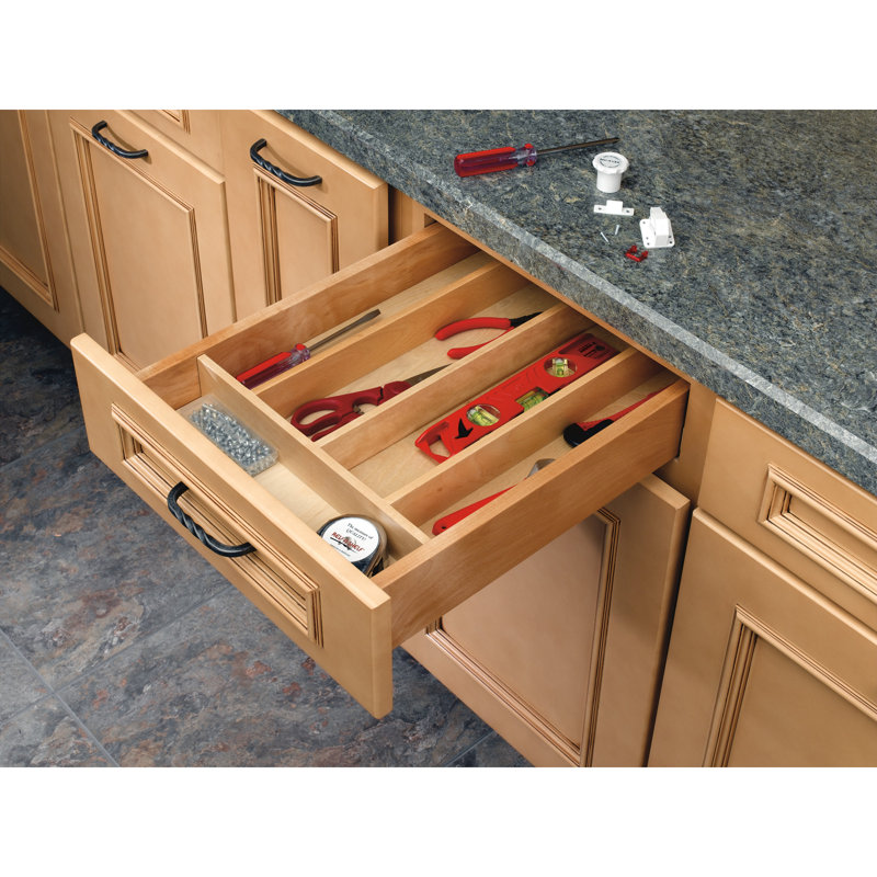 Maple Wood Adjustable Kitchen Drawer Organizer Insert