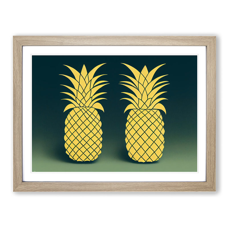 Abstract Pineapple Art Vol.1 - Framed Print, 34cm H x 46cm W x 2cm D, Oak