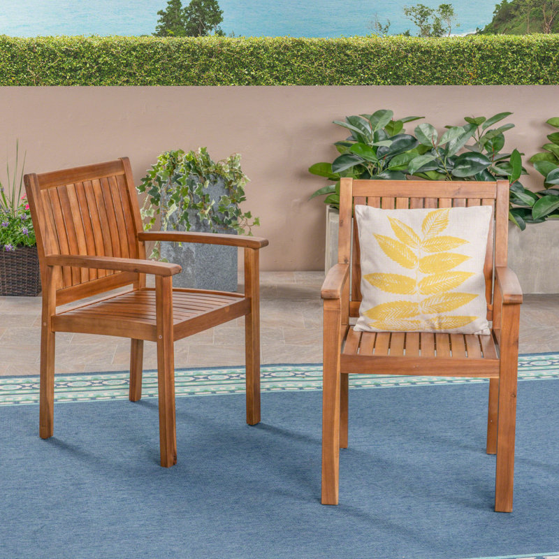 Ensemble de 2 chaises d'extérieur pour patio, Teck