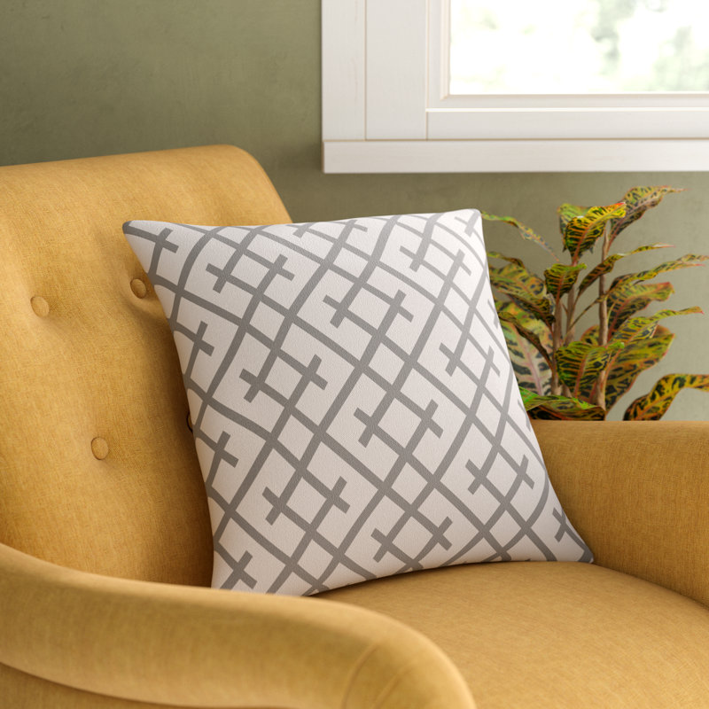 Ethiopia Kenya Geometric Throw Pillow, Light Gray/Dark Gray, Down Blend