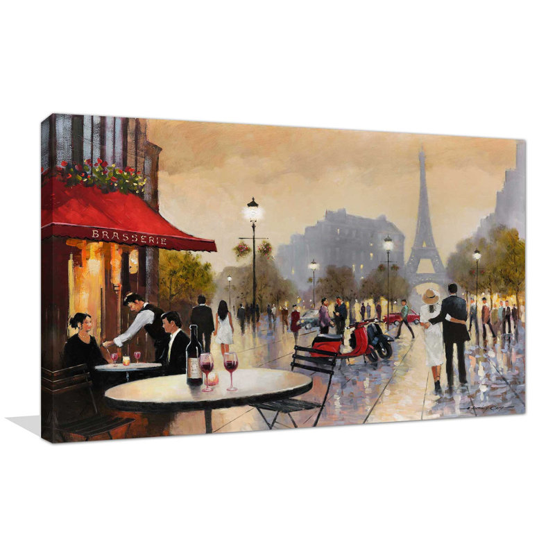 Paris Stroll par - Peinture, Toile tendue, H 18 po x l 30 po x P 1 po