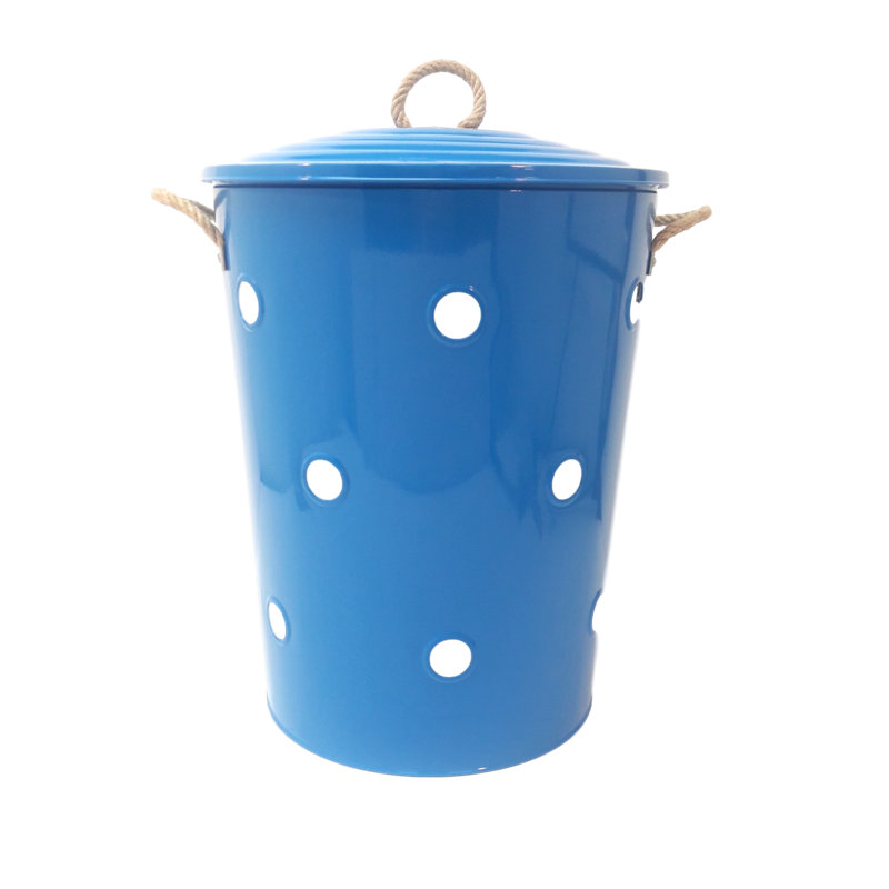 Metal Laundry Hamper with Handles, Blue