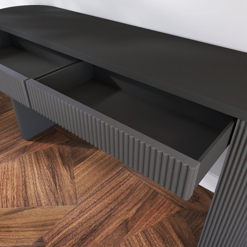 Console sophistiquée avec placage de pin, Noir