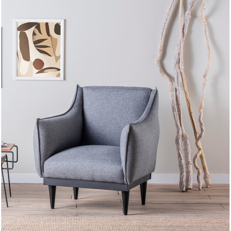 Fauteuil en lin 78,74 po Belclaire, Gris