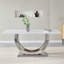 Table de salle à manger rectangulaire, moderne simple, plateau de table en marbre, plateau de table en panneau de fibres à densité moyenne, surface de miroir en acier inoxydable de couleur argent, pouvant accueillir 4 à 6 personnes, motif en marbre blanc