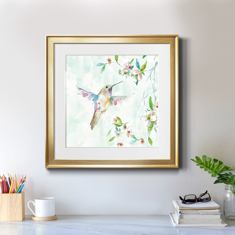 Colibri I - cadre photo, reproduction d'art sur papier, Encadrement doré, H 30,5 po x l 30,5 po x P 1,5 po