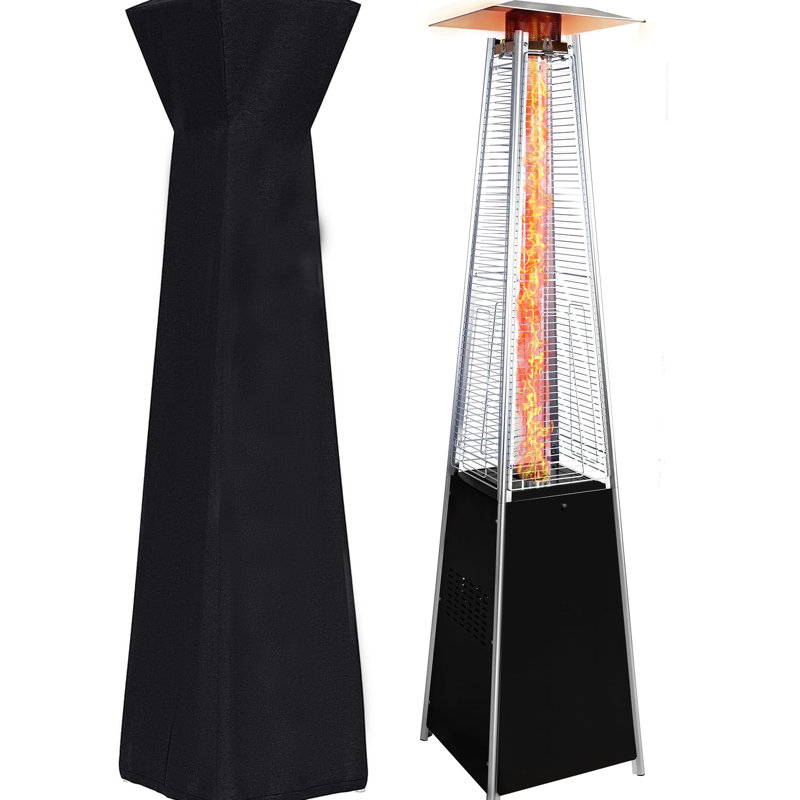 Outdoor Heater 48,000 Propane, With Detachable Wheels, Top Protective Net Cover, And Adjustable Temperature - Suitable For Garden Patio Heater, Automatic Flame Out Device, Complimentary Waterproof