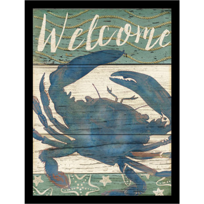 «Blue Crab Welcome Poster» par Beth Albert, impression encadrée
