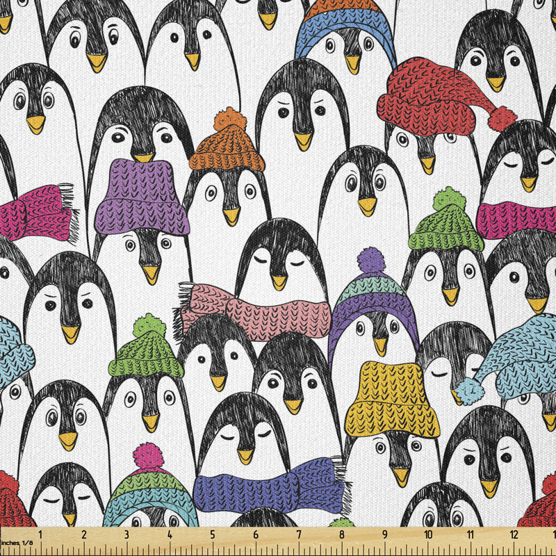 Decosmo Penguins in Colourful Hats and Scarves Multi-Purpose Fabric