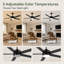 Ventilateur de plafond de 142 cm (56 po) avec lumière et télécommande, réversible et silencieux, idéal pour une chambre, une maison de campagne ou un salon. Usage intérieur.