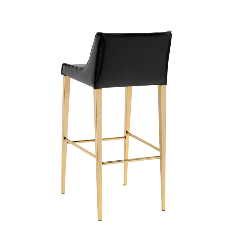 Devnew Upholstered Counter Stool with Metal Frame, Black