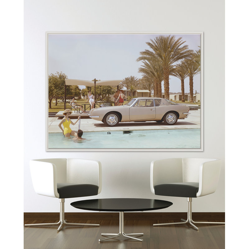Friends Having Fun Near Pool Giclee Print, White, 37.5" H x 45.25" W x 1.25" D, White