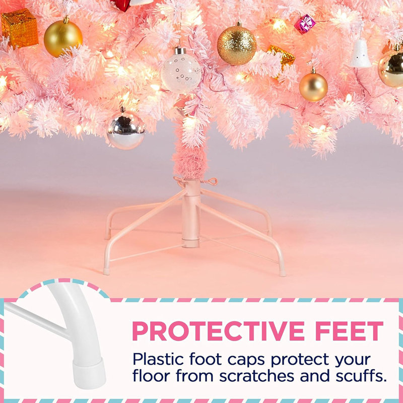 6ft Pink Pre-Lit Artificial Christmas Tree with Warm White Lights