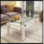 Table basse rectangulaire, plateau en verre trempé avec panneau de fibres à densité moyenne, table moderne pour le salon, verre transparent-132116706-132116705