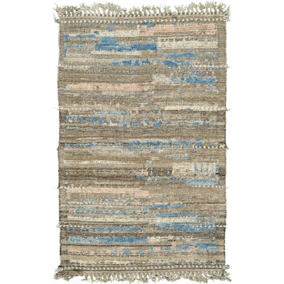 Tapis brun / bleu moderne délavé