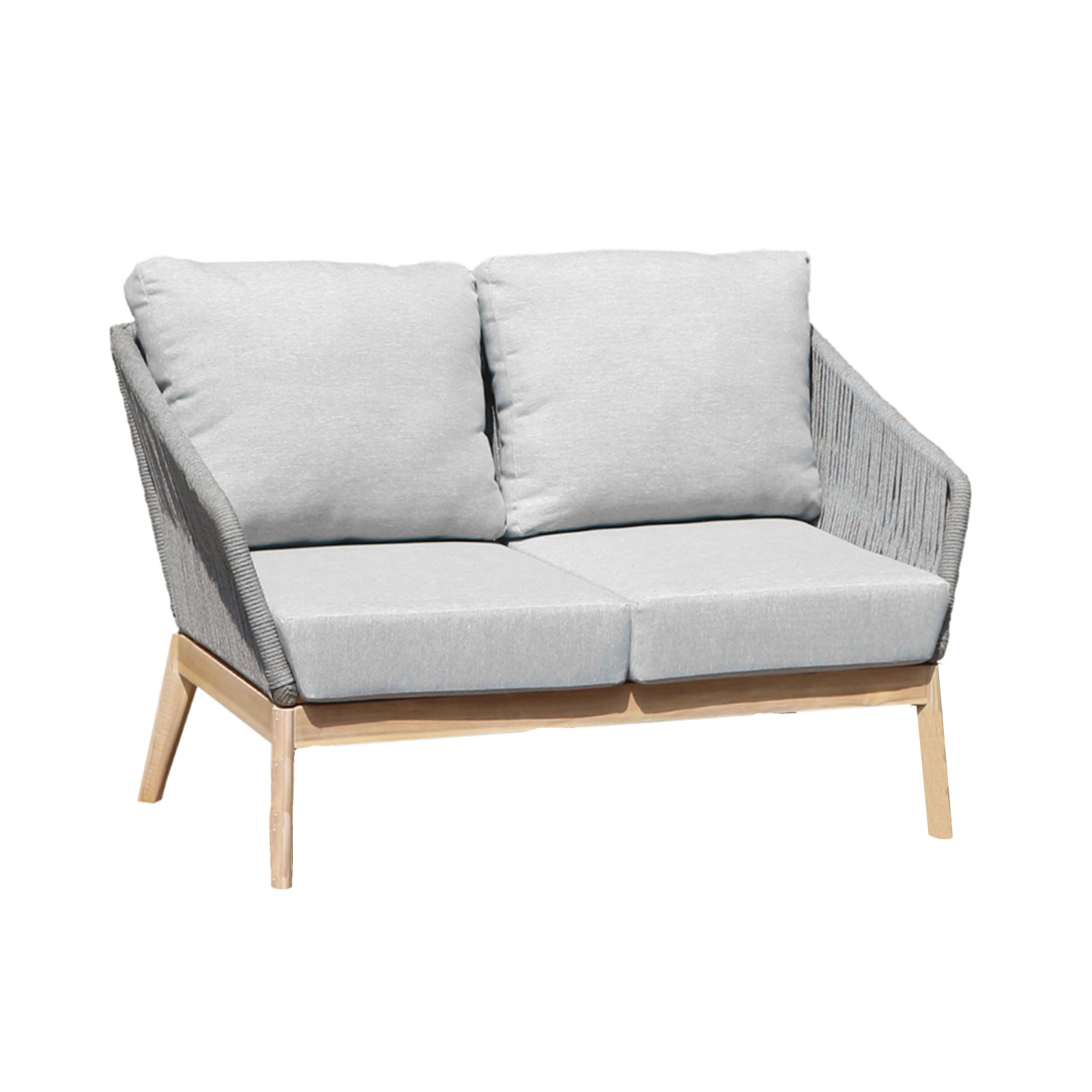 Bowery 51'' Wide Rectangle Acacia Loveseat with Cushions, Gray