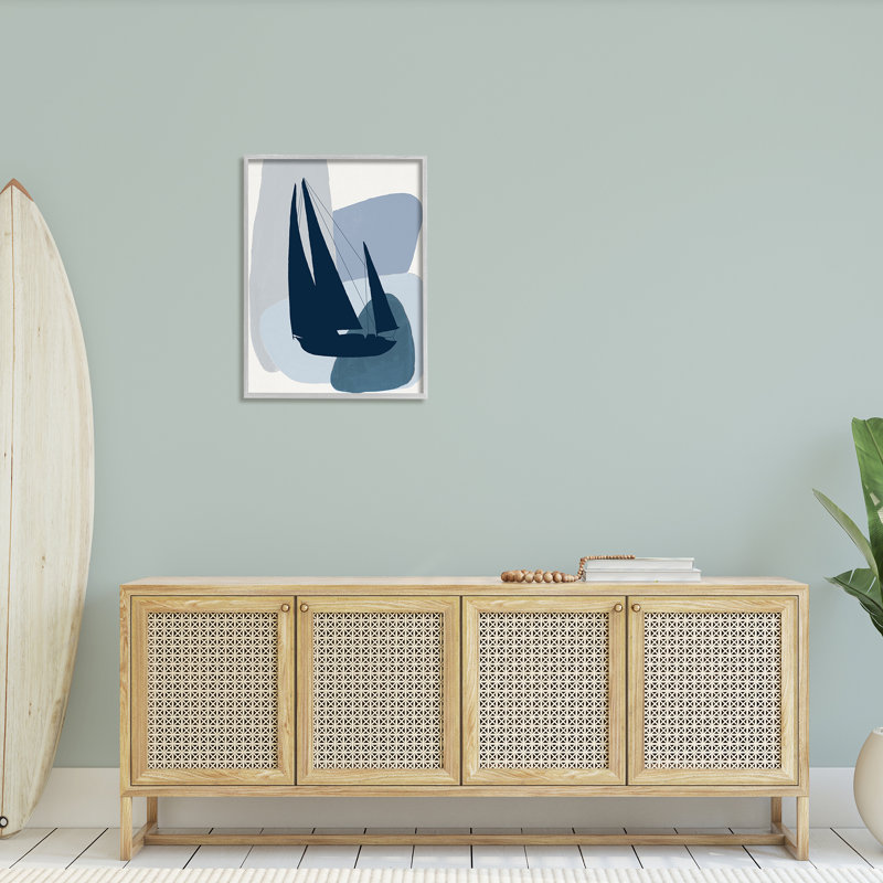 Abstrait voilier bleu Silhouet par Patricia Pinto 951, H 30 po x l 24 po x P 1,5 po, Estampe numérique Farmhouse