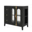 Meuble-lavabo de 36 po avec lavabo en céramique, armoire de rangement de salle de bain avec 3 tiroirs, 2 portes et 2 tablettes latérales ouvertes-121085798