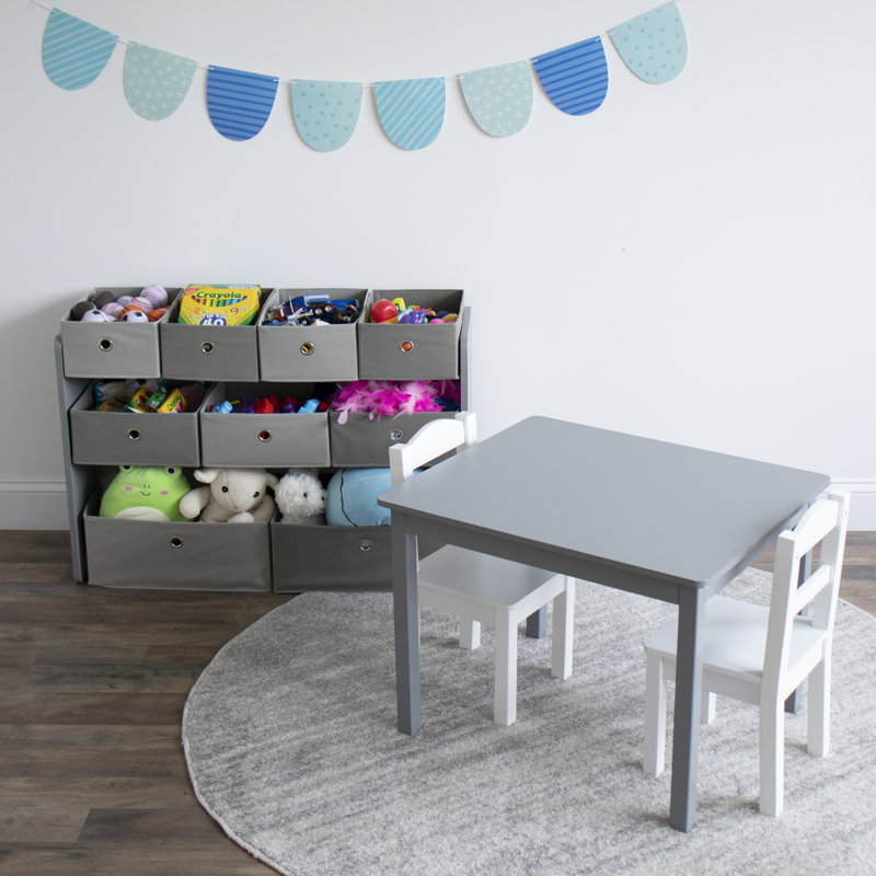 Milas Toy Organizer with Bins, Grey