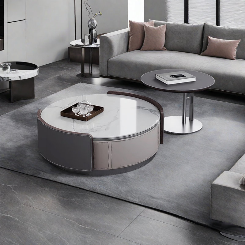Table basse ronde, 11.80" H x 27.60" W x 27.60" D