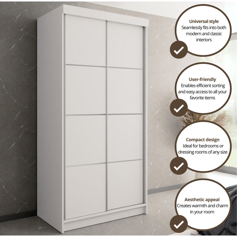 Mackeroy 2 Door Solid + Manufactured Wood Wardrobe, White
