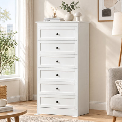 Commode haute 6 tiroirs pour chambre à coucher, commode en bois, organisateur de rangement moderne pour salon, couloir et entrée