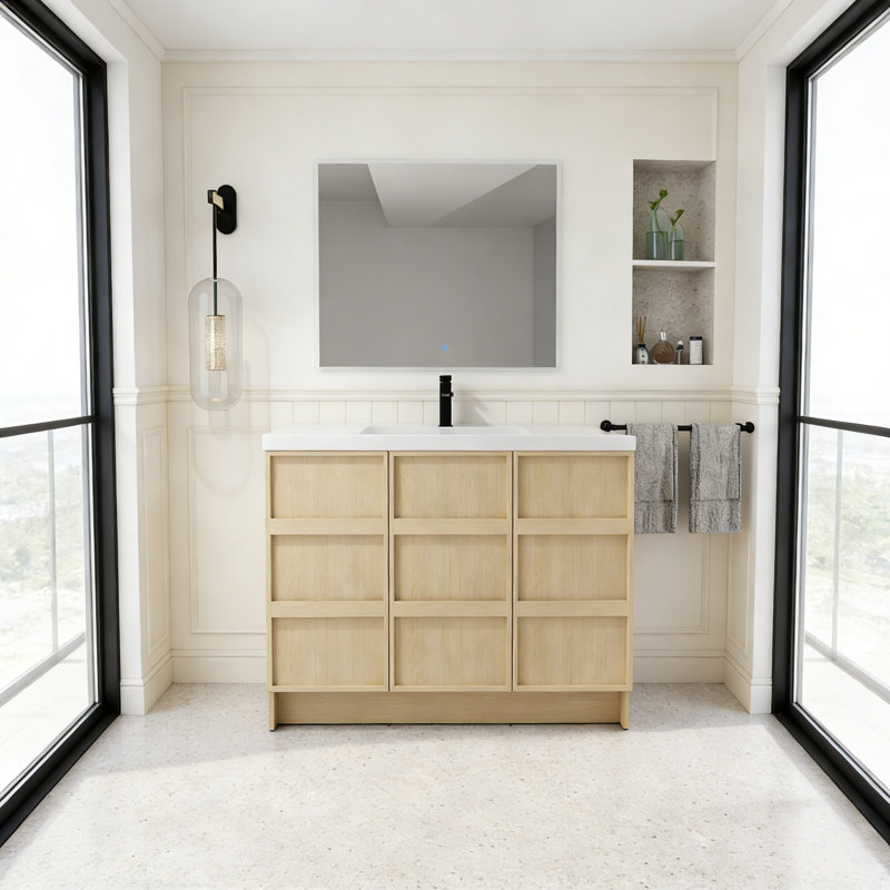 Meuble-lavabo autoportant avec lavabo en résine