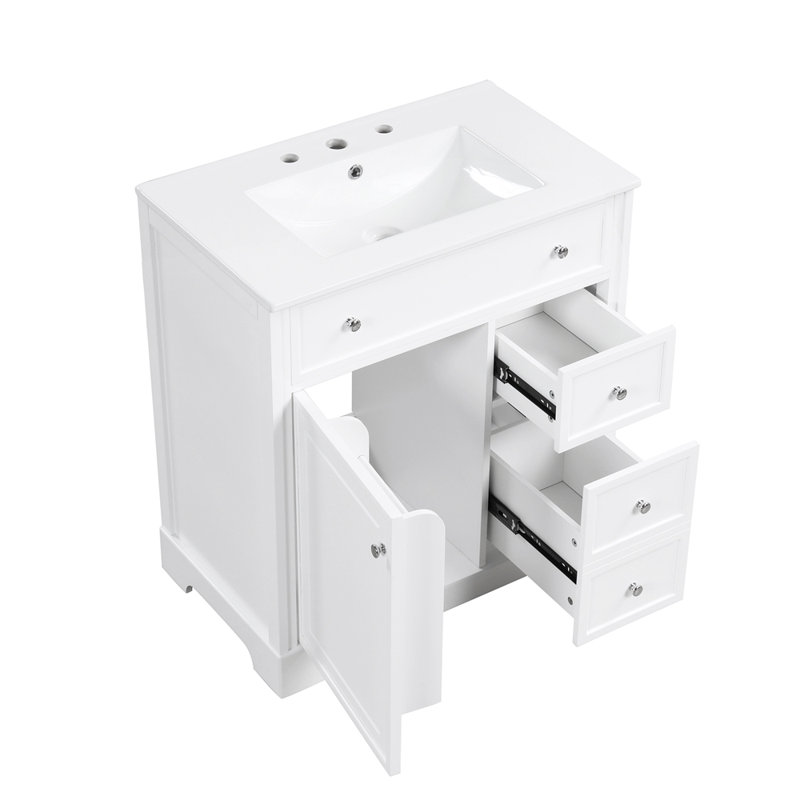 Meuble-lavabo 30 po avec comptoir d'évier, meuble-lavabo, Blanc