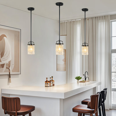 Modern Pendant Light Metal Suspension Pole Pendant Light Glass Pendant Lights for Bathroom Farmhouse Kitchen Island