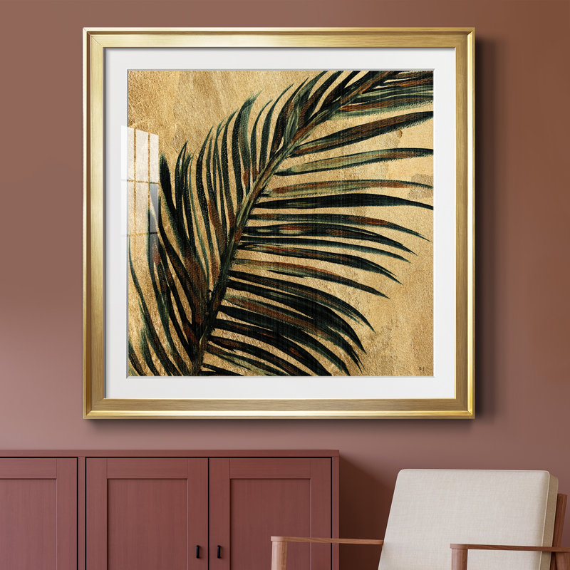 Lush Palm I - peinture encadrée, H 26,5 po x l 26,5 po x P 1,5 po, Encadrement doré