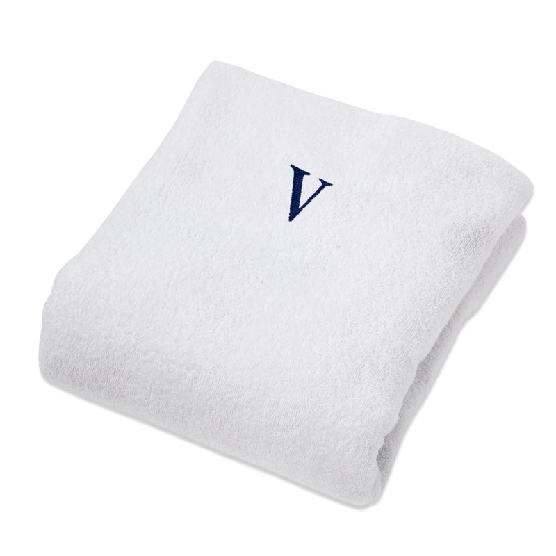 100% Combed Cotton Terry Monogrammed Patio Chaise Lounge Chair Cover, V
