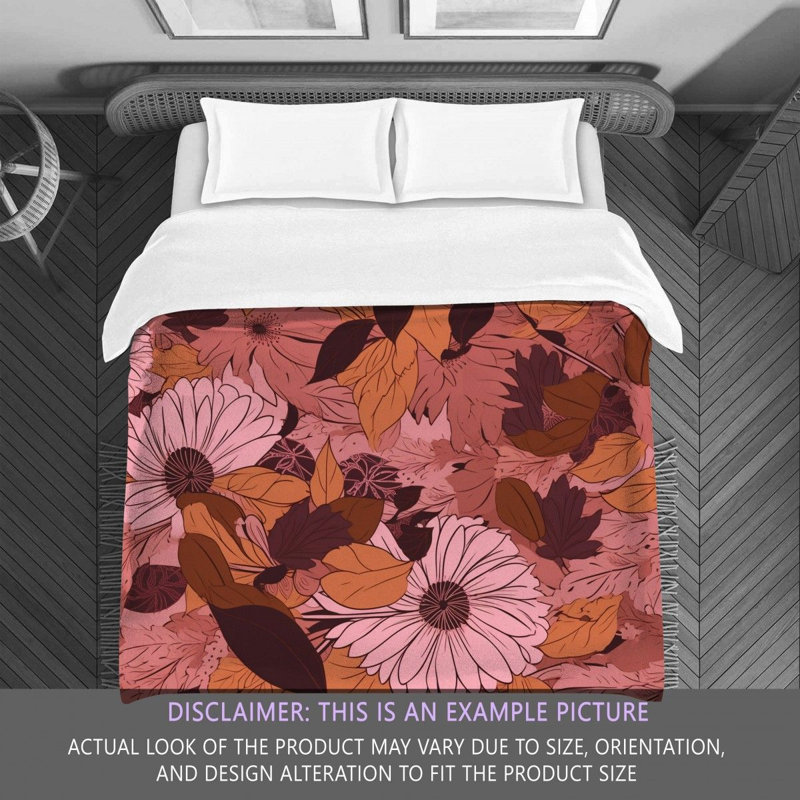 Machine Printed Comforter, Queen Comforter, Brown/Pink Floral