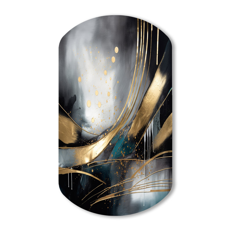 «Shapes And Lines Abstract Marble II», art mural abstrait en métal, sculpture murale cylindrique, H 43 po x l 23 po x P 1 po