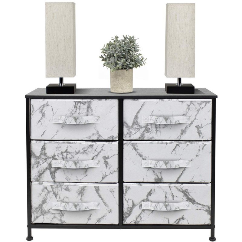 Commode à 6 tiroirs Sorbus, Gris / blanc